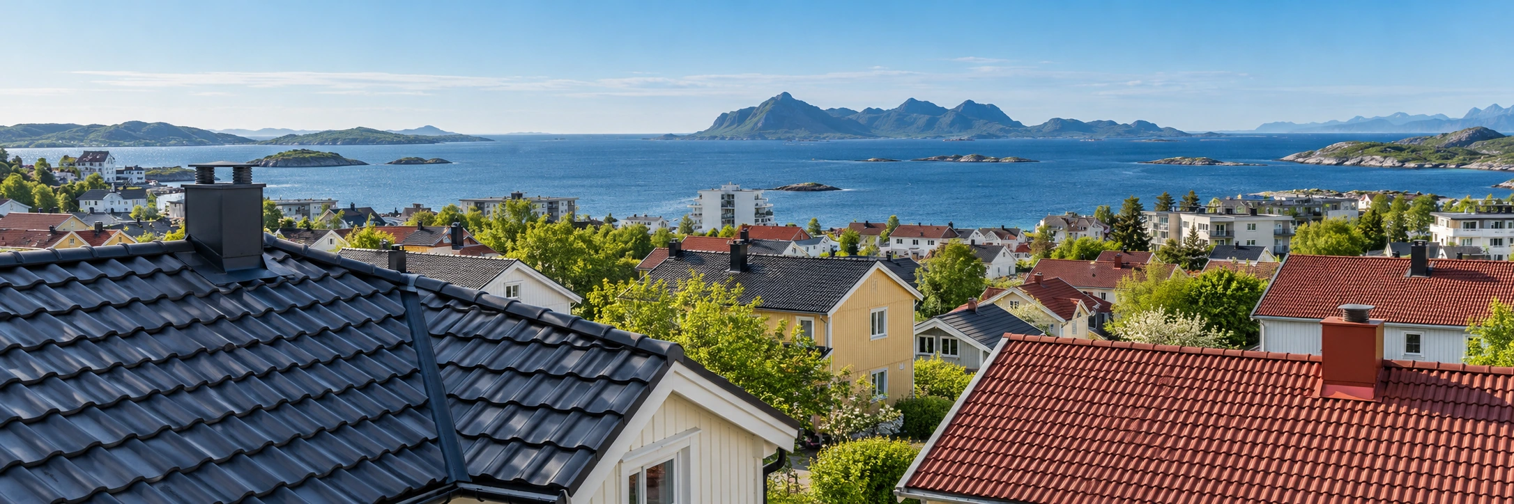 Illustrert taklandskap og bebyggelse i Bodø